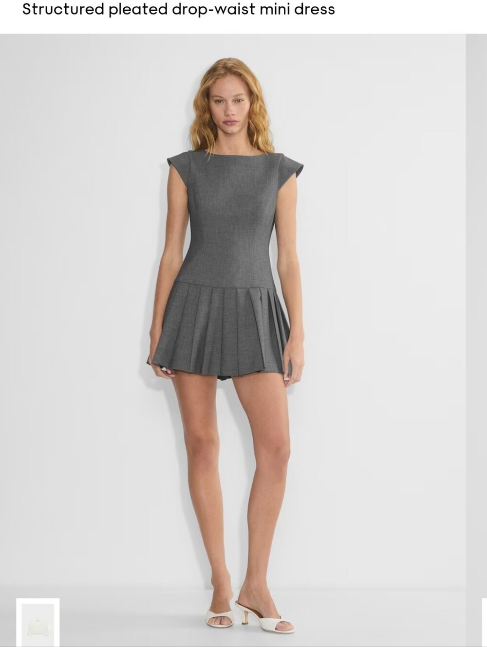 Sunday Best Structured Pleated Drop-Waist Mini Dress - Gray